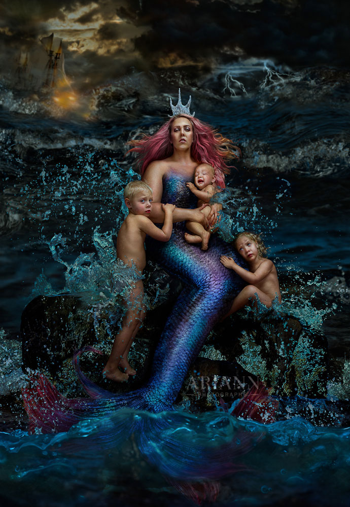 family mermaid portrait by ariann photographer fantasy composite